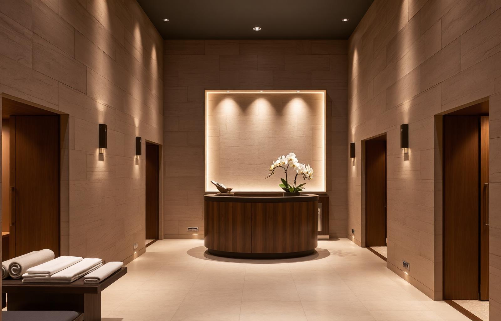 La Paz spa interior with warm stone walls